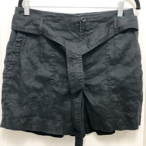 Ralph Lauren Linen Paperbag Shorts with Tie Belt Color Black Size 10
